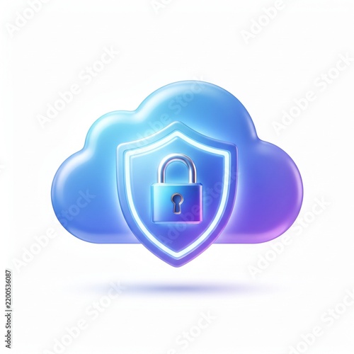 3D cloud security icon