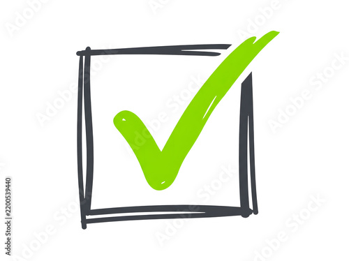 Hand drawn check mark in a square box isolated on transparent background