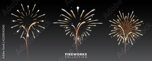 Handcrafted Fireworks Launch and Sparkle Burst Set Vector Illustration