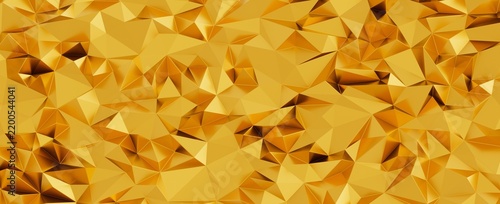 Shiny golden geometric abstract background with sharp edges and facets.
