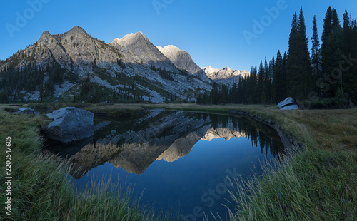 Morning Mountain Reflection In Grouse Meadows In LeConte Canyon of Kings Canyon National Park