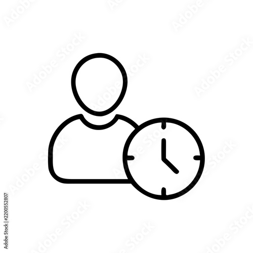 person icon with clock in linear style flat design suitable for web.