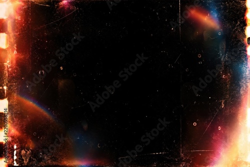 Abstract colorful light leaks, retro film overlay, scratches, dust, sun rays, cinematic grain, distressed texture, flare, vintage burn, black background