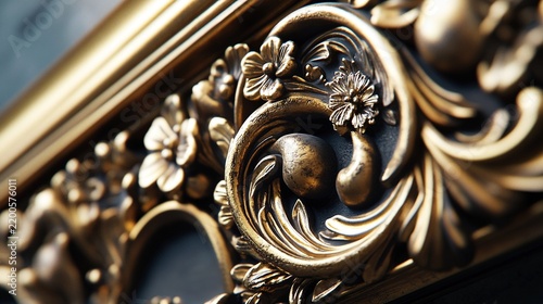 ornate vintage gold frame with intricate floral and scrollwork details capturing the elegance and craftsmanship of a bygone era