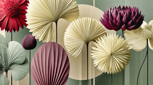 Artistic Cream Abstract Floral Arrangement Suggesting Serenity Creativity