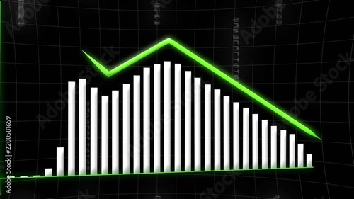 Animated upward trending chart illustrating an increase in values. Business and finance concept representing growth, rising prices, increasing sales or positive market performance.