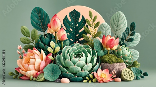 Decorative Sage Botanical Floral Composition Suggesting Beauty Creativity