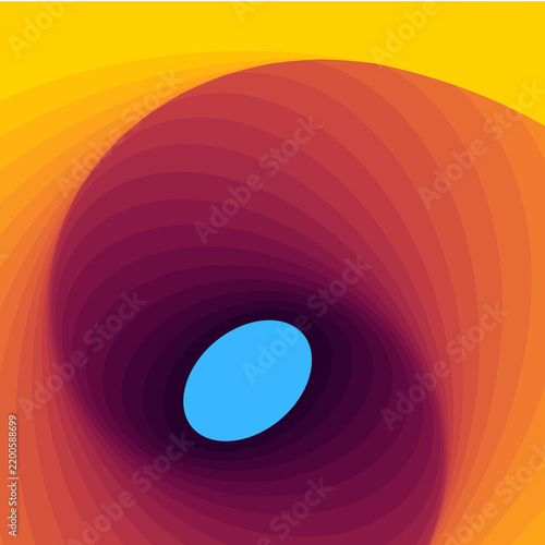 Fotografie Abstract vibrant color vortex background with a glowing blue oval center in warm