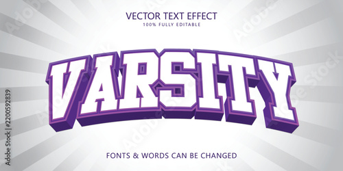 varsity editable text effect, sport varsity style text effect