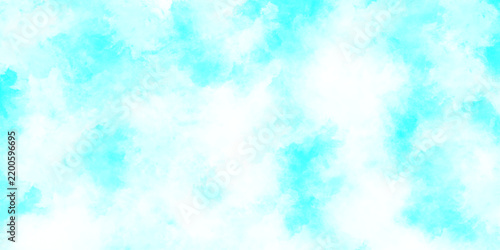 Konstfotografi Blue watercolor vector background, smooth cloudy sky-blue background with bright vignette studio wat design with watercolor texture on white background