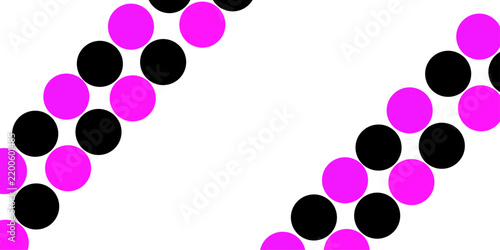 Abstract pink circles on a black surface. Suitable for graphic design projects. Abstract pink black brush stroke wallpaper. Colorful paper confetti scattered on white background.