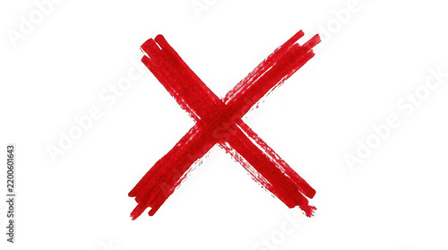 Bold red cross symbol with brush strokes