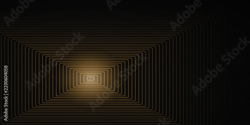 An endless optical illusion tunnel with receding square frames creates a sense of depth and mystery, drawing the viewer into an abstract dimension.