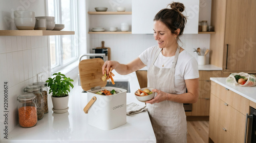 Woman preparing food in a bright home kitchen