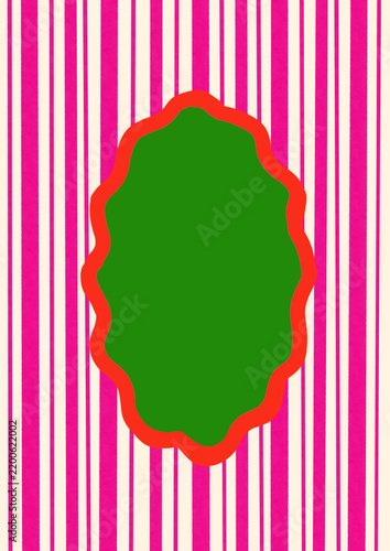 christmas frame with striped background greeting card