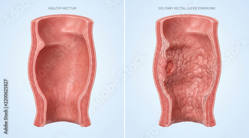 Solitary Rectal Ulcer Syndrome and Healthy Rectum Anatomy Comparison
