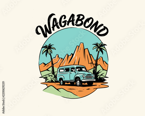 Foto Vagabond vintage van illustration