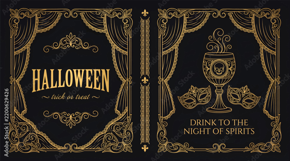Obraz premium Elegant halloween themed book cover featuring trick or treat and spirit night celebration elements