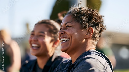 Sunlit moment of genuine laughter among two women