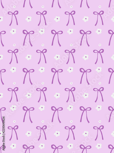 Seamless Pattern Cute Ribbon Bows 
