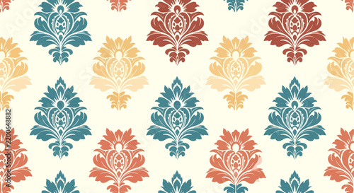 Elegant Renaissance Damask Style Background Vector With Sophisticated Floral Motifs