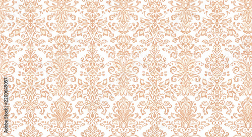 Elegant Renaissance Style Damask Vector Print With Intricate Symmetrical Ornament