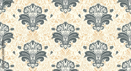 Seamless Floral Ornament Damask Vector Pattern For Fashion And Interior Prints