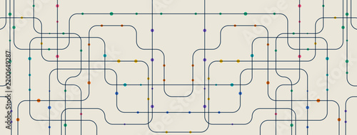 Circuit connect lines. Network technology and Connection concept. Decentralized network nodes connections