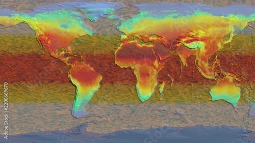 Global heat map 3D animation for climate change impacts