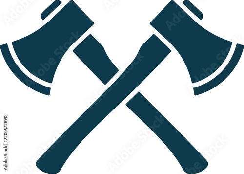Two crossed axes in a simple flat design isolated on a white background