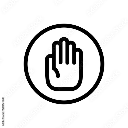 Hand stop sign icon, palm symbol, vector illustration