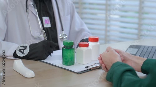 Future of healthcare business, AI clinician recommending supplements to a client.