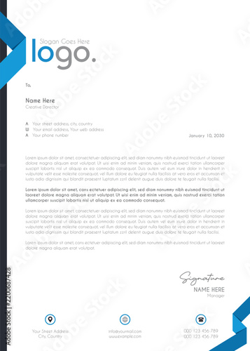 Modern Corporate Geometric Business Letterhead Template With Minimal Circle Elements Professional A4 Stationery Design Clean Branding Identity Layout For Company Office Documentation