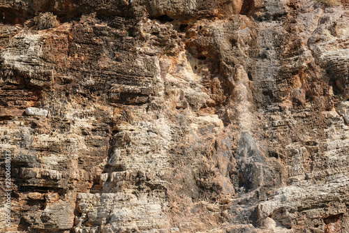 Fotografía Detailed view of a textured rocky cliff surface
