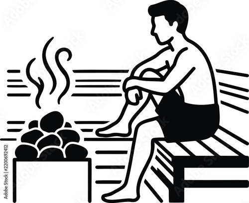 Person Relaxing in Sauna Icon Illustration