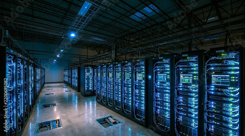 Obraz na płótnie Futuristic Server Room Background