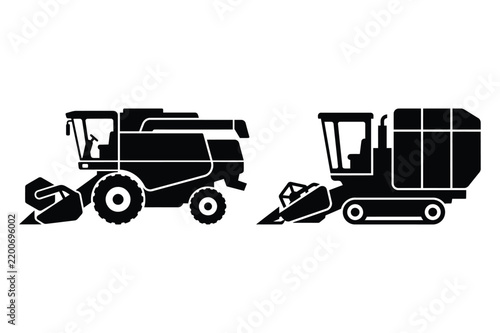 Agricultural combine harvesters for crop gathering in farming industry with harvester