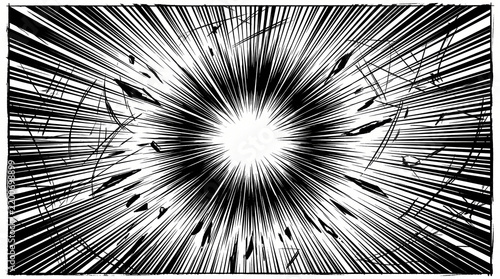 Black and white manga speed lines burst effect for comic book action