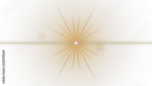 Isolated bright golden light flare with lens artifacts on a transparent background transparent background