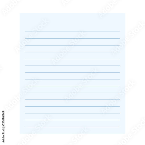 Isolated sheet of lined paper with space for writing notes transparent background