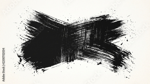 Black paint brush stroke isolated on a white background