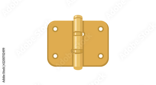 фотографія Golden door hinge with mounting holes is displayed on a white background