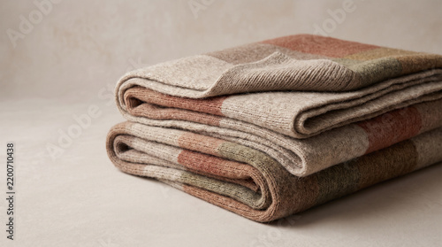 Folded Wool Blanket with Copy Space | Cozy Autumn Background