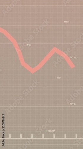 Vertical video: On data update thick pink line moving across grid, dipping and rising