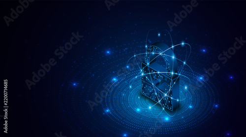 Lock icon with circuit board technology cyber security and privacy data protection. Innovation concept of future security technology.