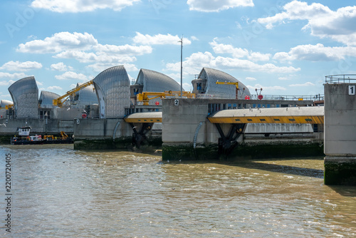 Thames Barrier Piers with Raised Gates 