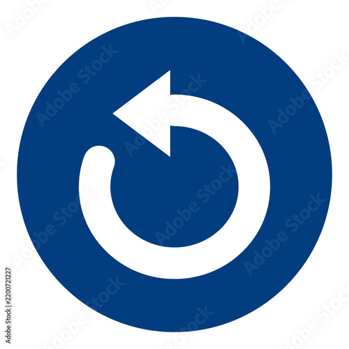 Naklejka Blue Circle Icon with White Undo Arrow