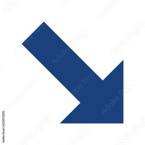 Fototapeta Blue Diagonal Arrow Icon, Pointing Down-Right