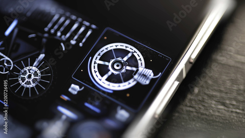 Fotografie Circular drivetrain control selected by fingertip