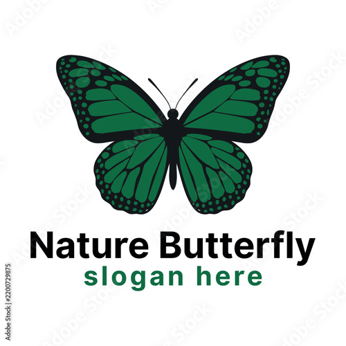 Nature Butterfly logo silhouette vector line art logo design
